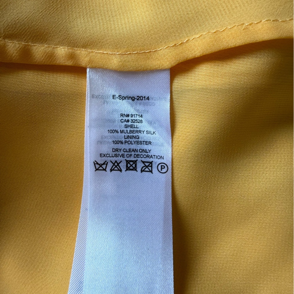 100% Silk High-Low Racerback Dress Yellow Size 6 Spring 2014 Flowing Layered - Picture 8 of 11